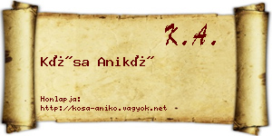 Kósa Anikó névjegykártya